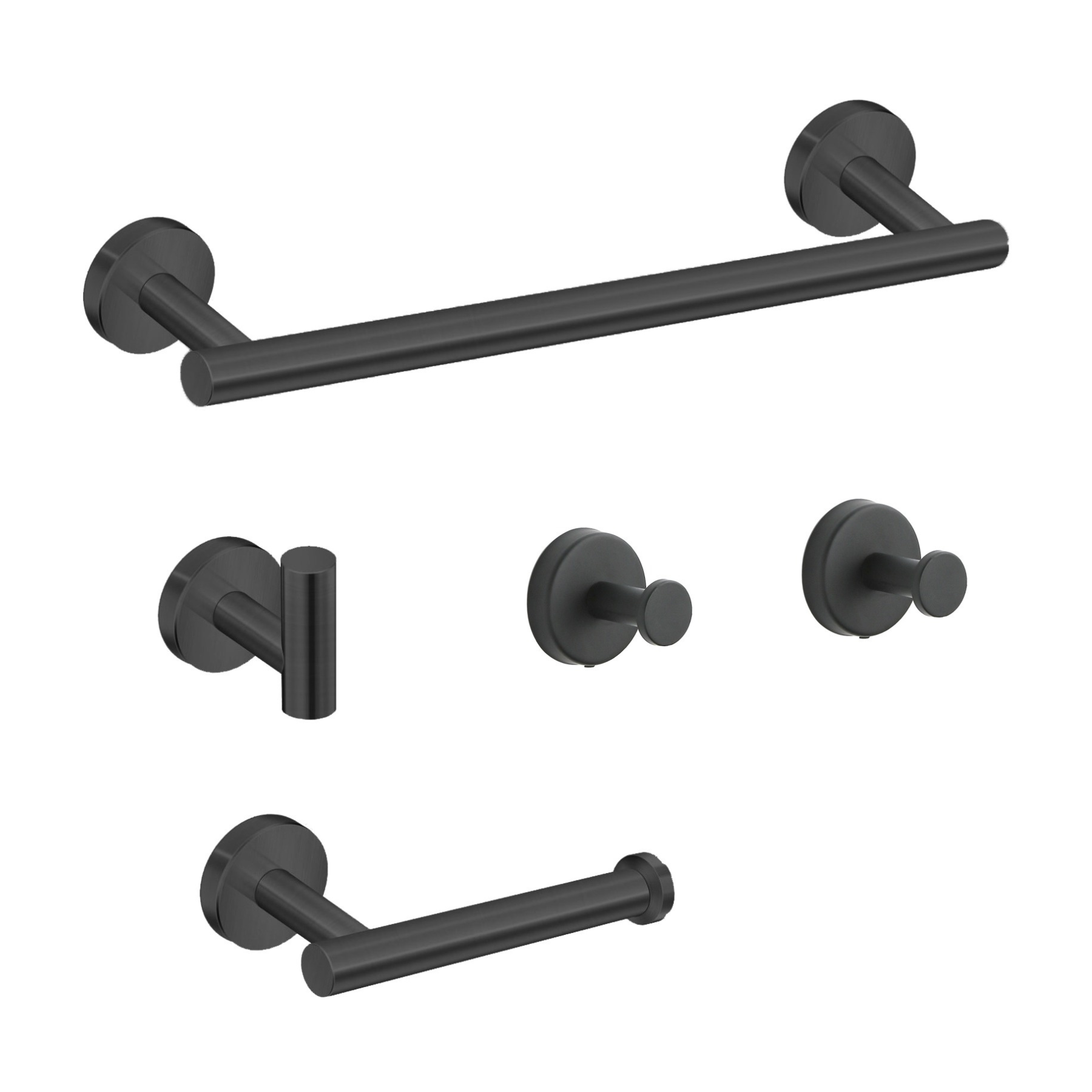 Kit 5 Acessórios para Banheiro Aço Inox Fosco Algarve Preto