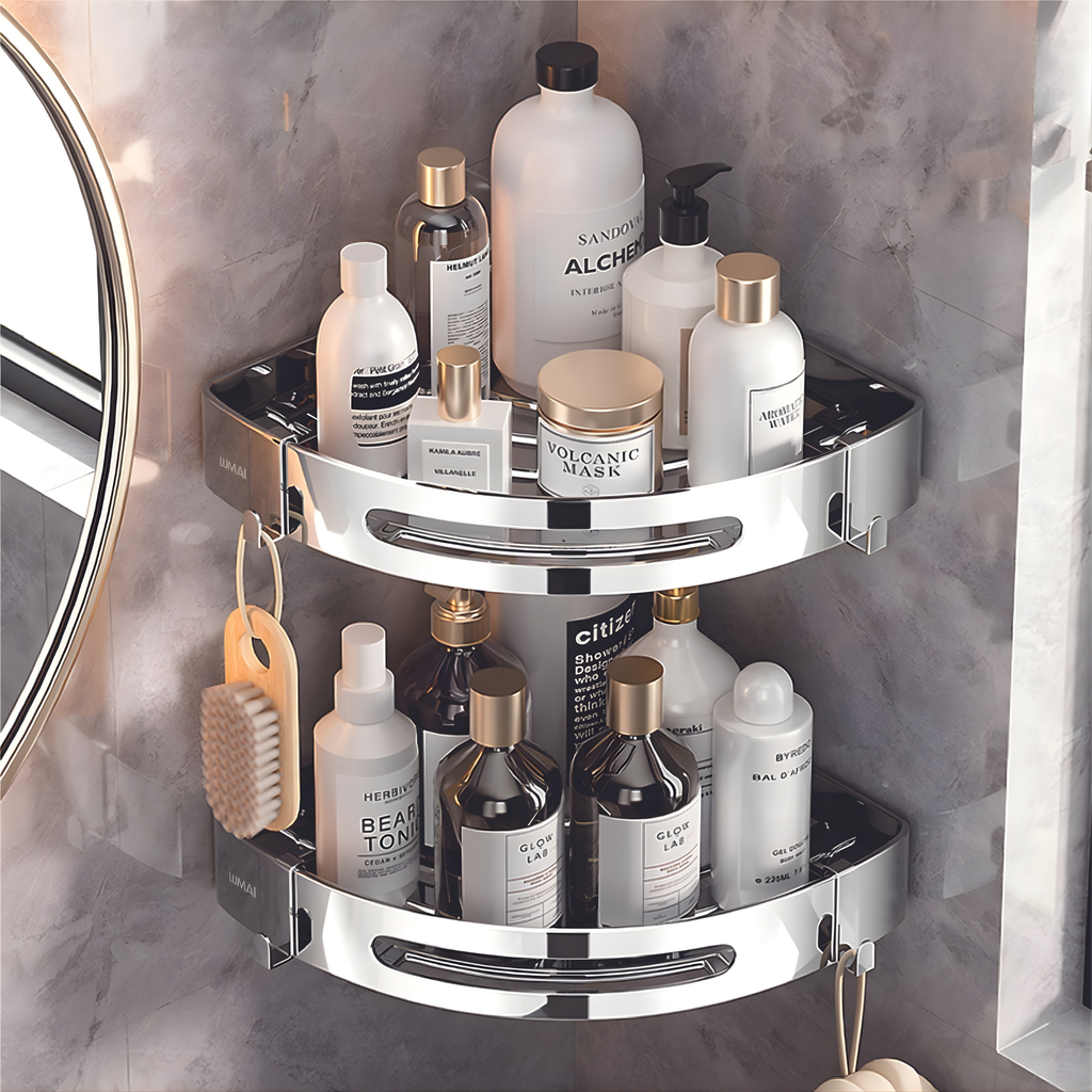 Suporte Porta-Shampoo de Canto Cannes Prata