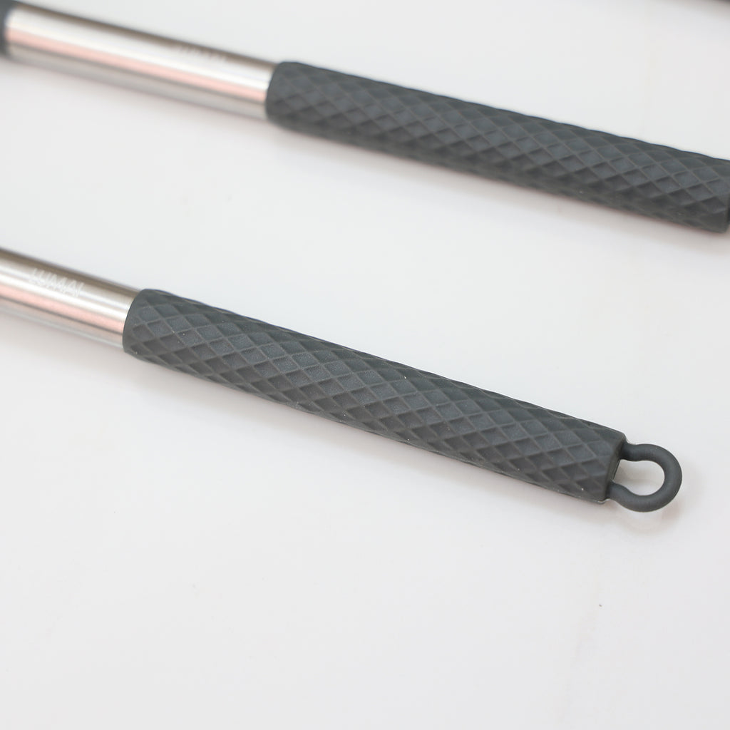 Kit de 8 Utensílios com Cabo de Aço Inox e Silicone Berlim Cinza