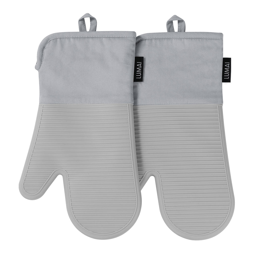 Par de Luvas de Cozinha Longas com Silicone Nápoles Cinza