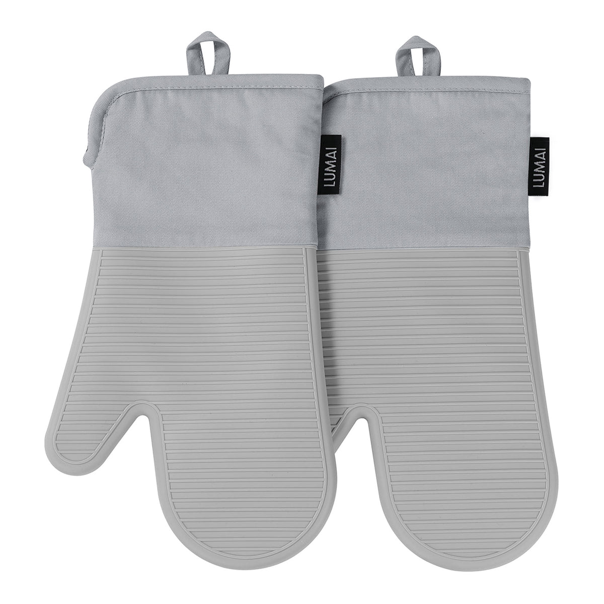 Par de Luvas de Cozinha Longas com Silicone Nápoles Cinza