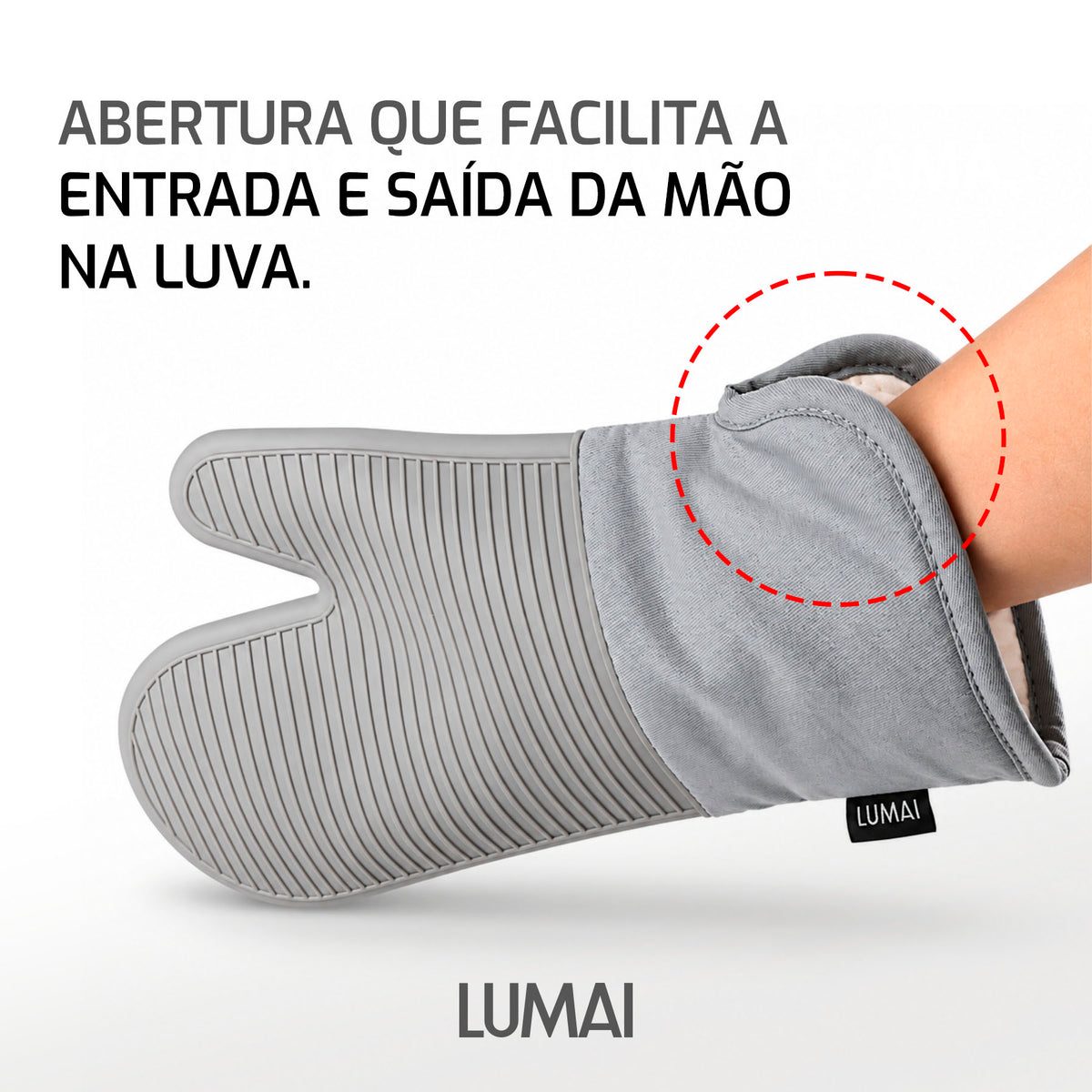 Par de Luvas de Cozinha Longas com Silicone Nápoles Cinza