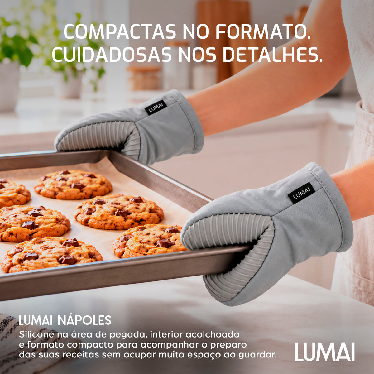 Par de Luvas de Cozinha Compactas com Silicone Nápoles Cinza