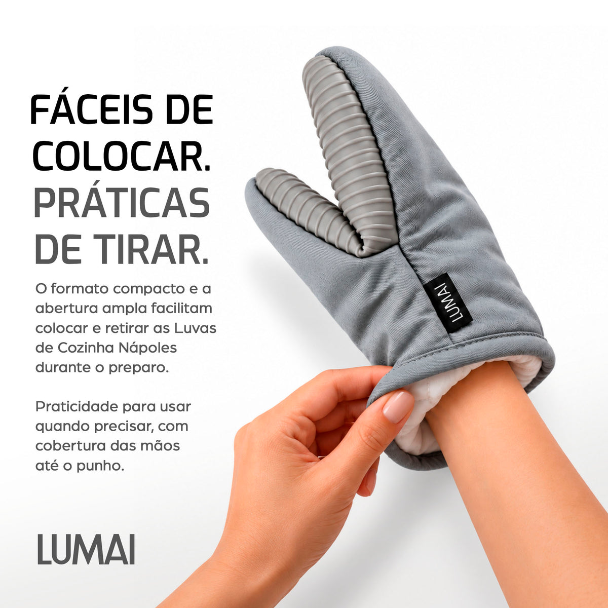 Par de Luvas de Cozinha Compactas com Silicone Nápoles Cinza