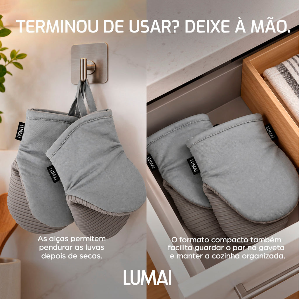 Par de Luvas de Cozinha Compactas com Silicone Nápoles Cinza