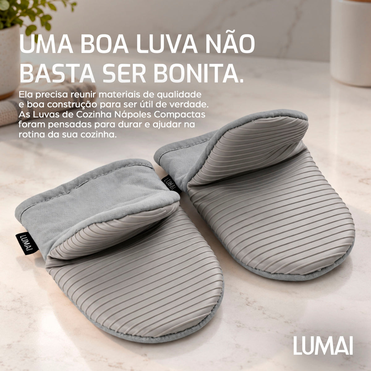 Par de Luvas de Cozinha Compactas com Silicone Nápoles Cinza