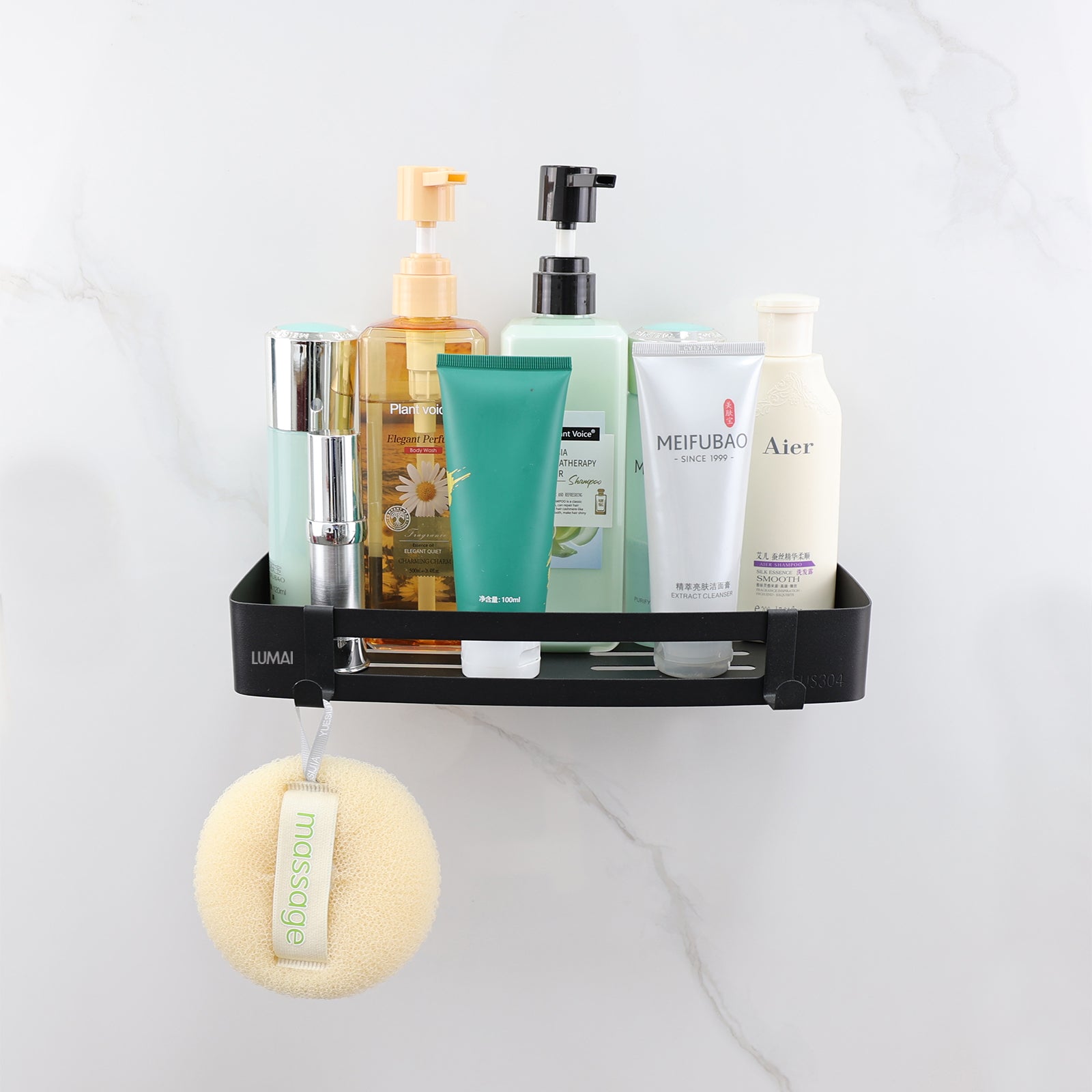 Suporte Porta-Shampoo Retangular Marselha Preto