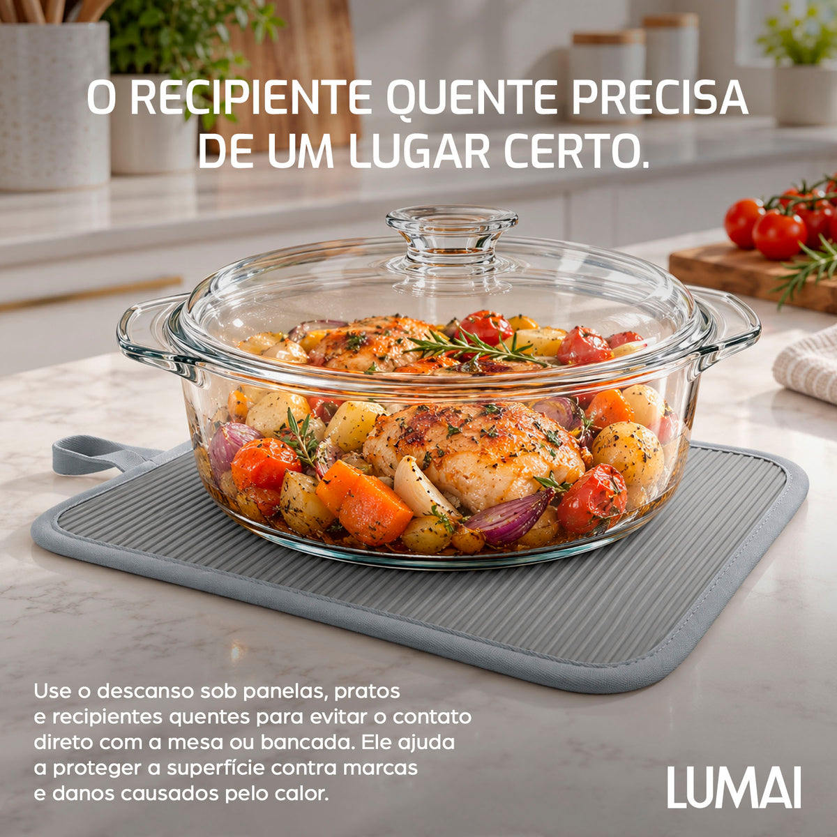 Kit de Cozinha Nápoles: Luva Longa, Luva Compacta e Descanso