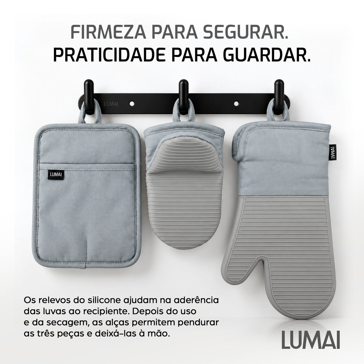 Kit de Cozinha Nápoles: Luva Longa, Luva Compacta e Descanso