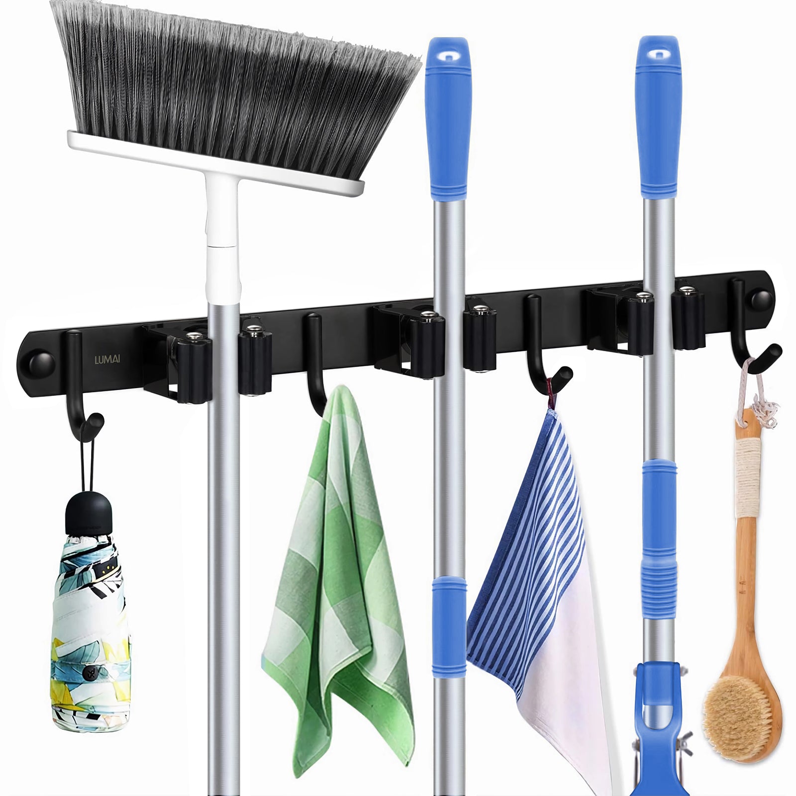 Suporte De Vassoura De Inox Porta Vassoureiro Madri Preto