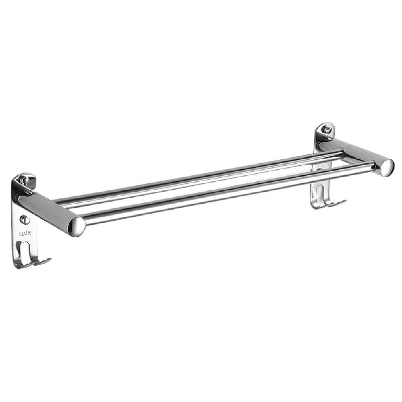 Toalheiro Duplo de Inox Polido com Ganchos Amalfi