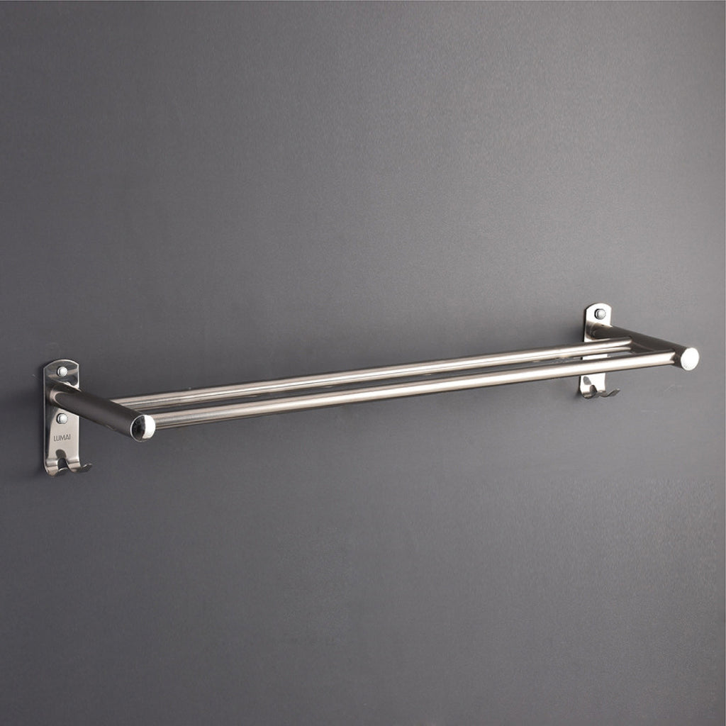 Toalheiro Duplo de Inox Polido com Ganchos Amalfi