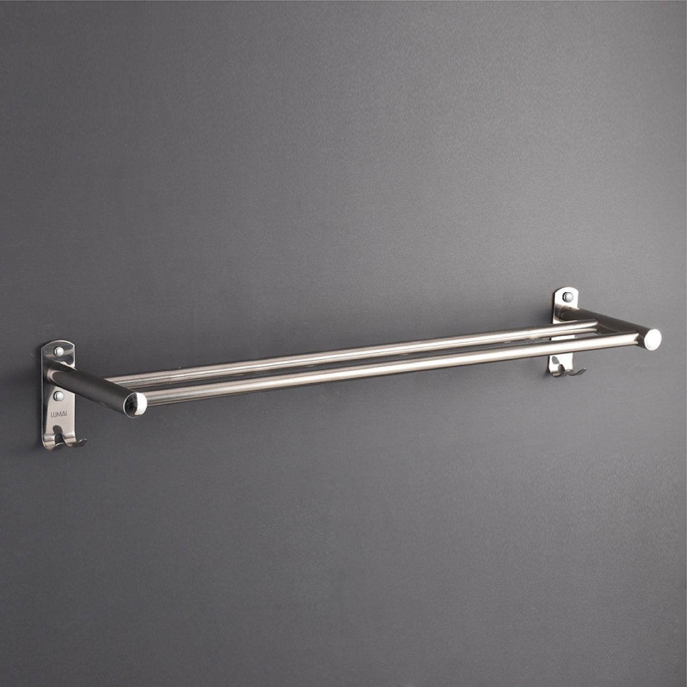 Toalheiro Duplo de Inox Polido com Ganchos Amalfi