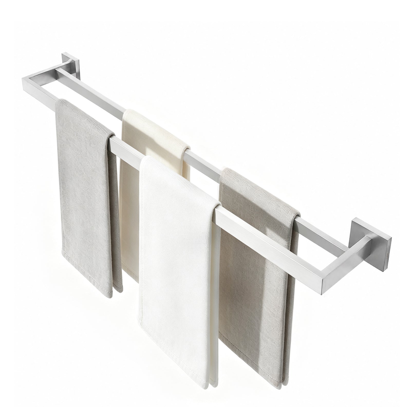 Toalheiro Duplo Aço Inox Base Quadrada Salerno
