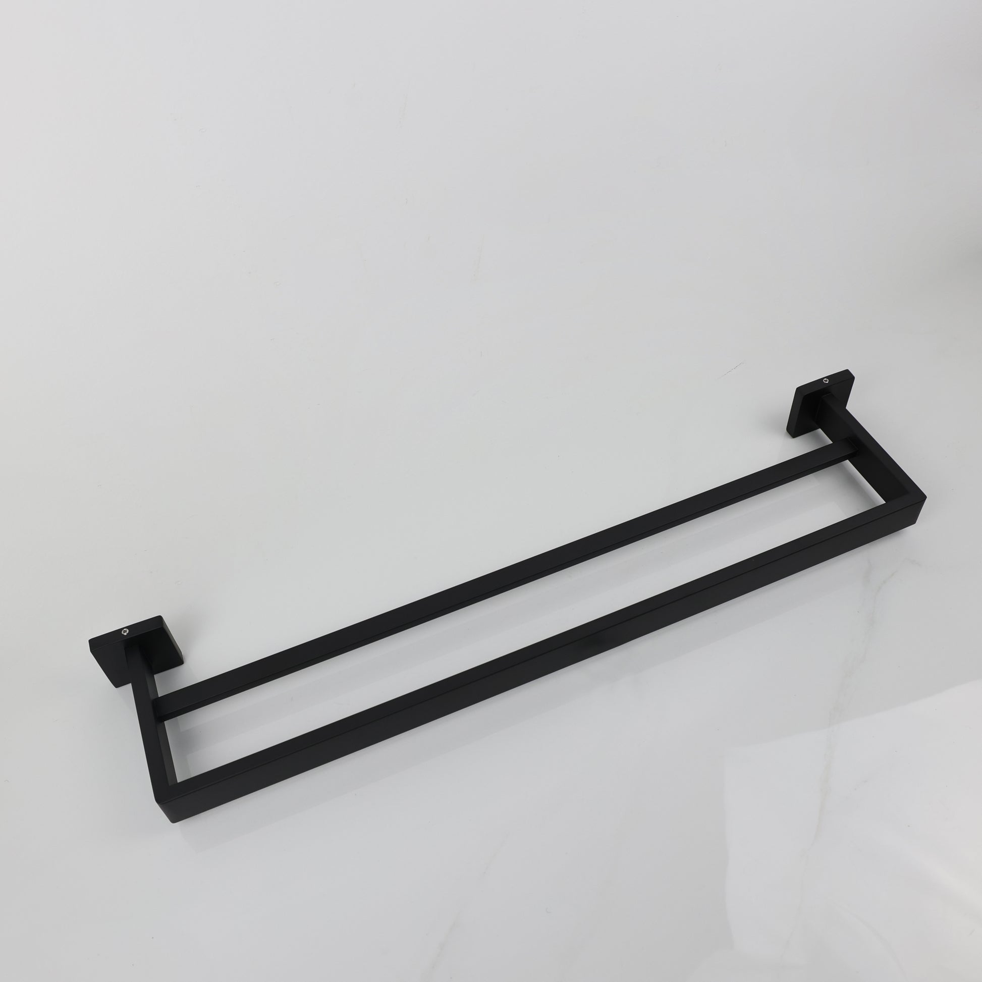 Toalheiro Duplo Aço Inox Base Quadrada Salerno Preto