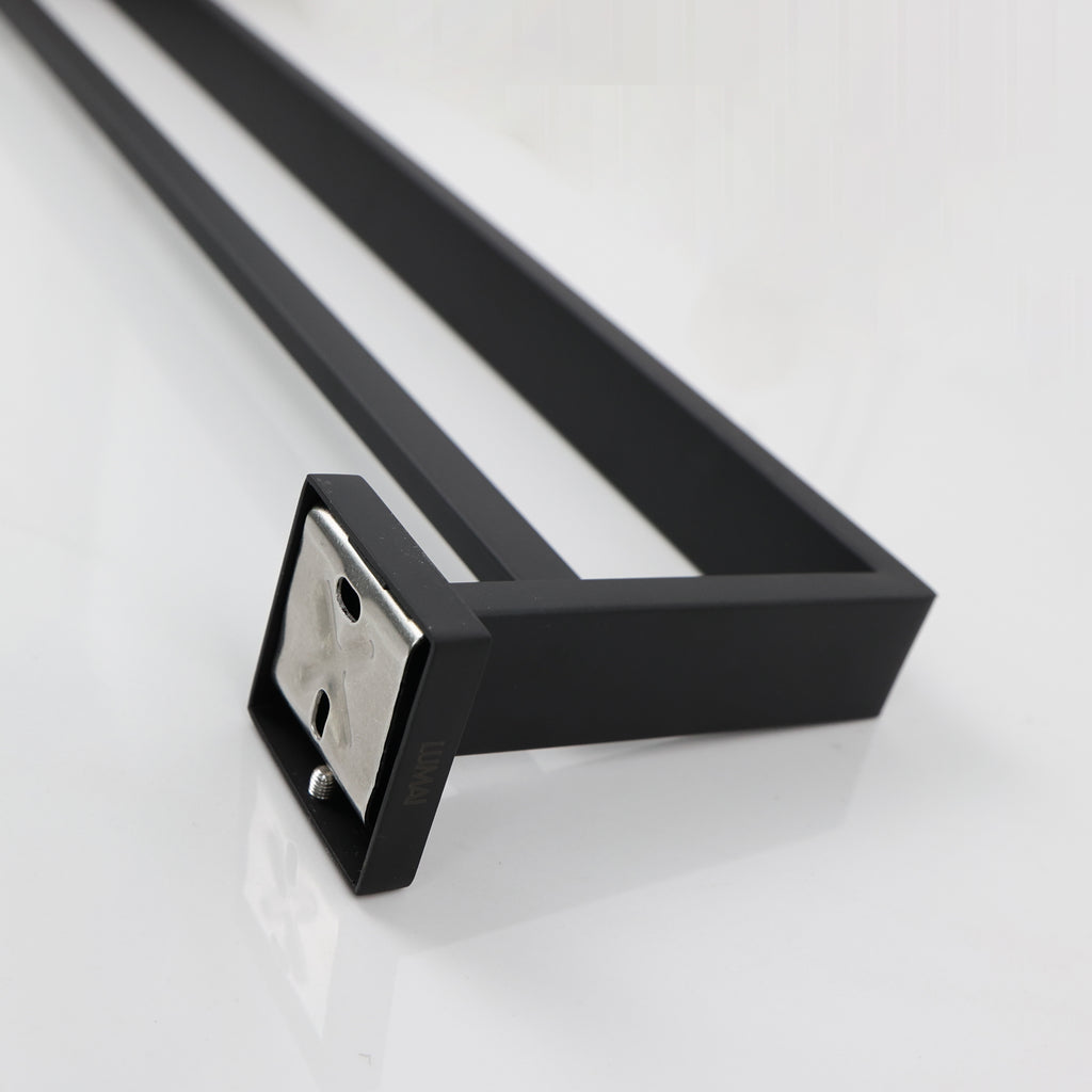 Toalheiro Duplo Aço Inox Base Quadrada Salerno Preto