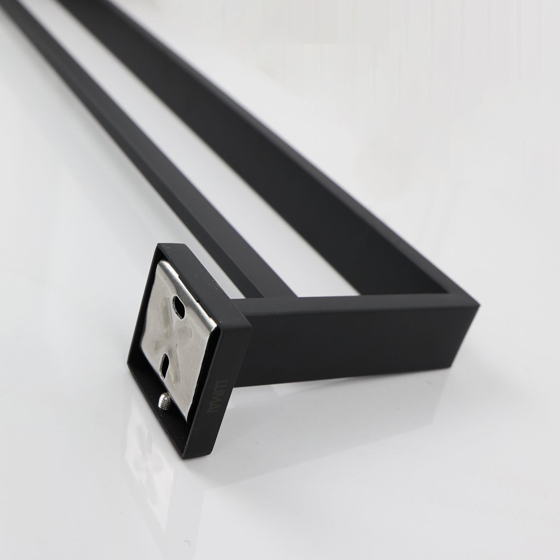 Toalheiro Duplo Aço Inox Base Quadrada Salerno Preto