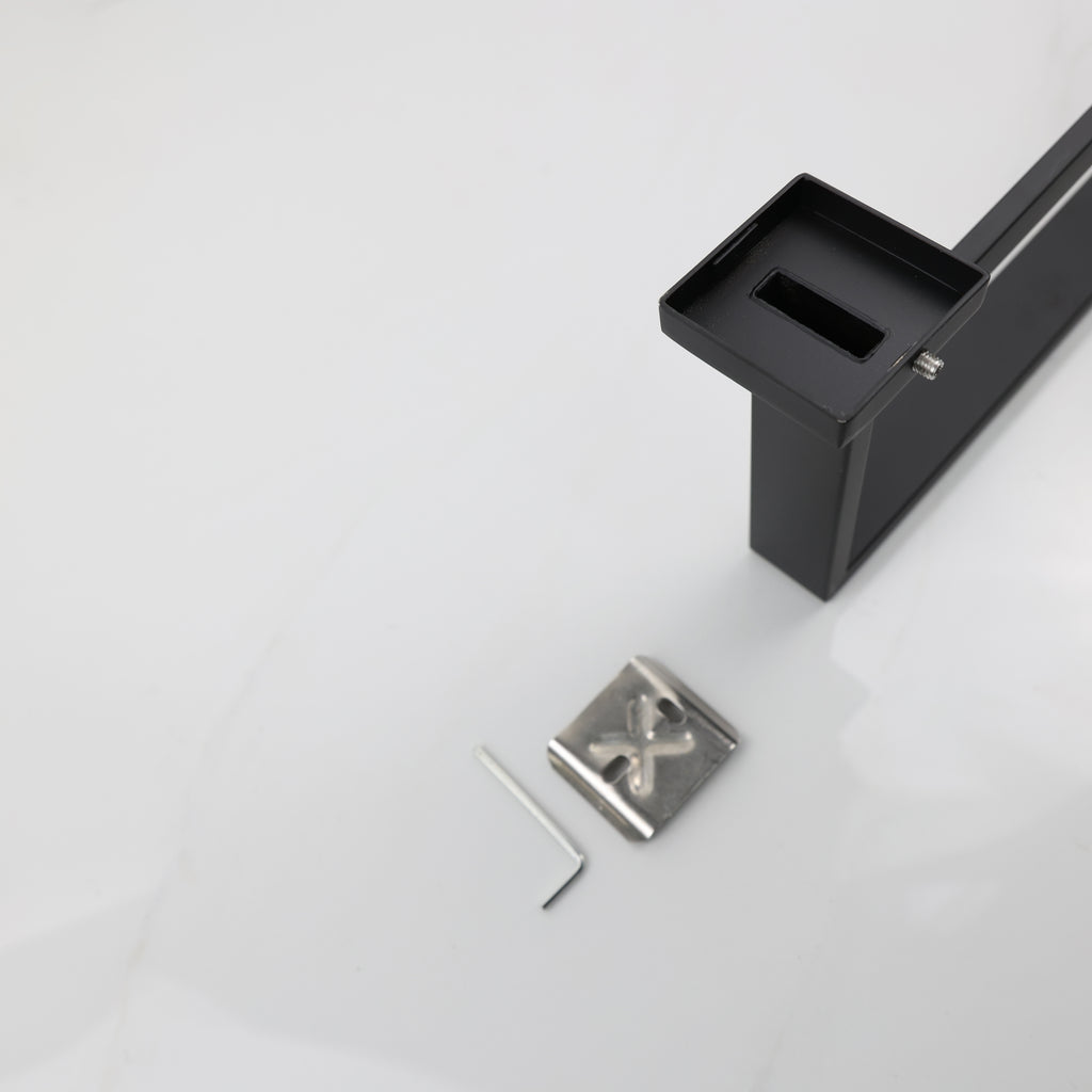 Toalheiro Aço Inox Base Quadrada Preto Salerno