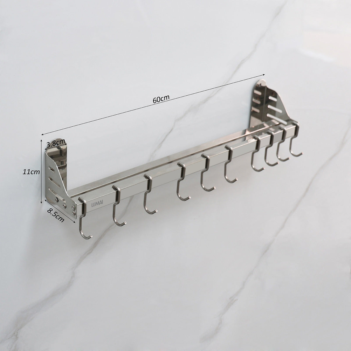 Suporte Prateleira de Cozinha com Ganchos de Inox Frankfurt
