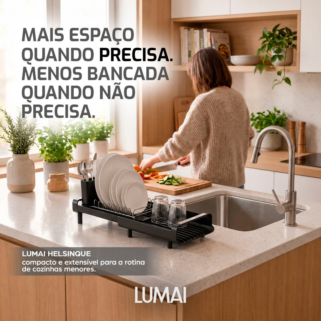 Escorredor de Louças Extensível Aço Inox Helsinque Preto