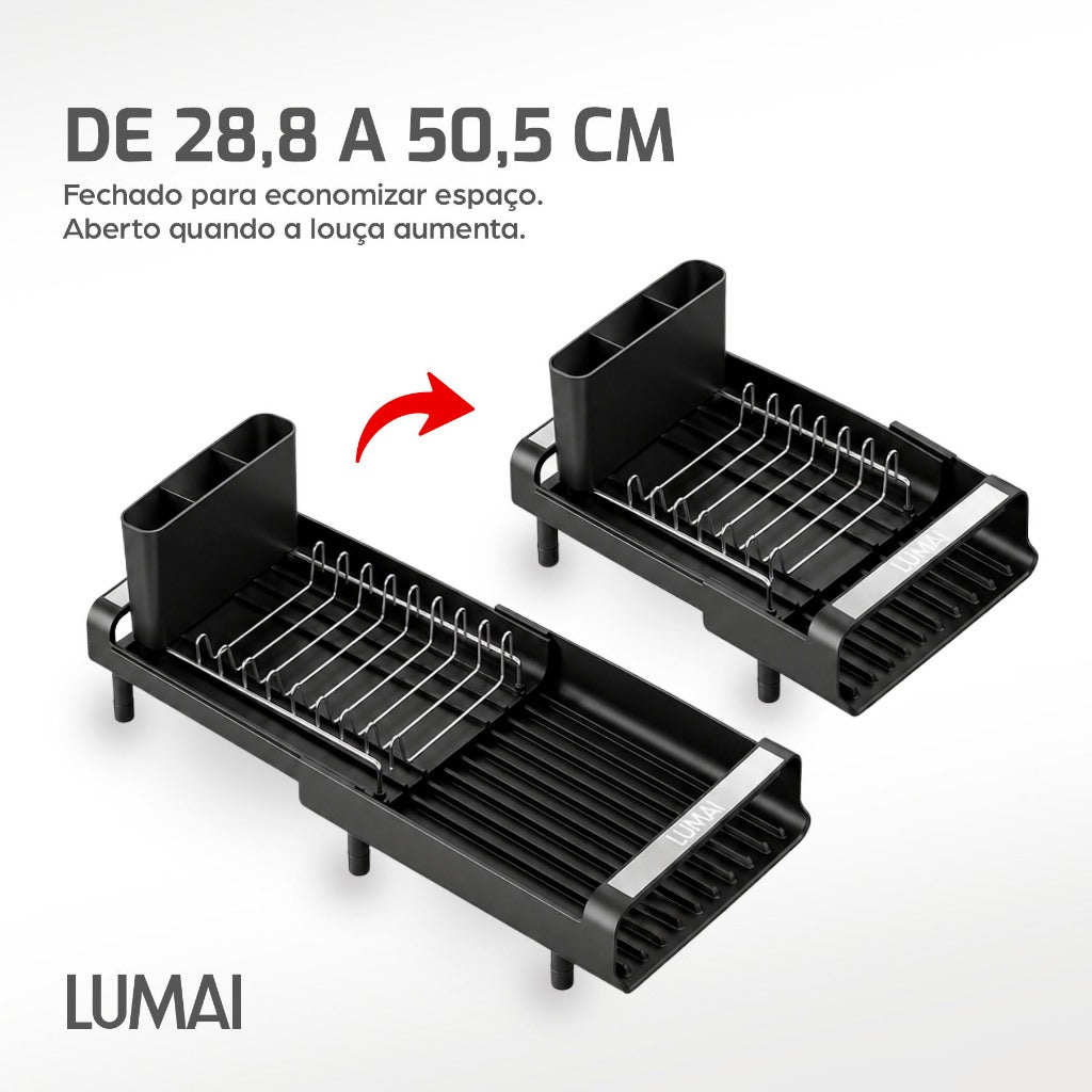 Escorredor de Louças Extensível Aço Inox Helsinque Preto