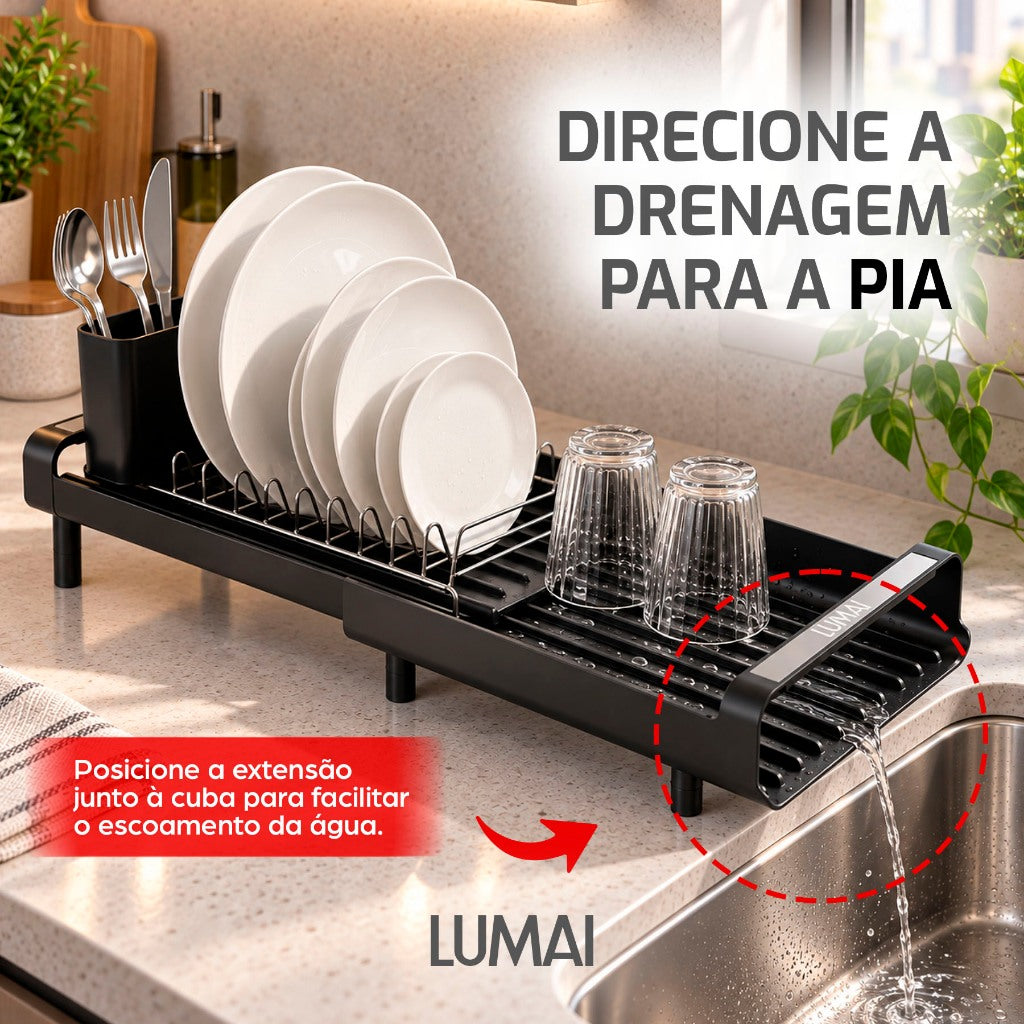 Escorredor de Louças Extensível Aço Inox Helsinque Preto