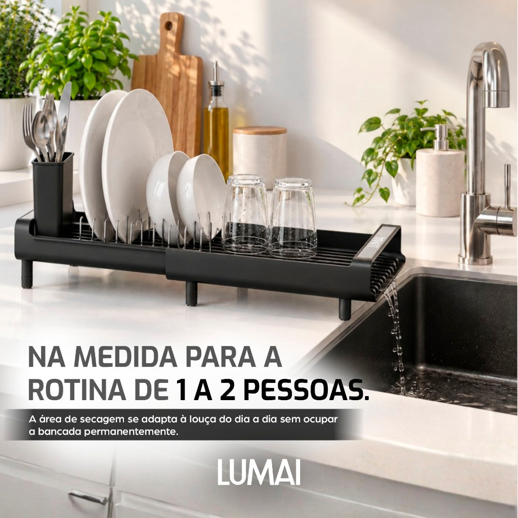 Escorredor de Louças Extensível Aço Inox Helsinque Preto