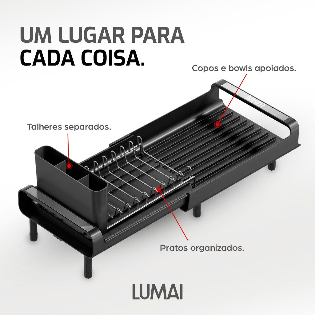 Escorredor de Louças Extensível Aço Inox Helsinque Preto