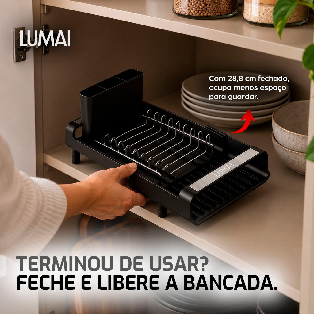 Escorredor de Louças Extensível Aço Inox Helsinque Preto