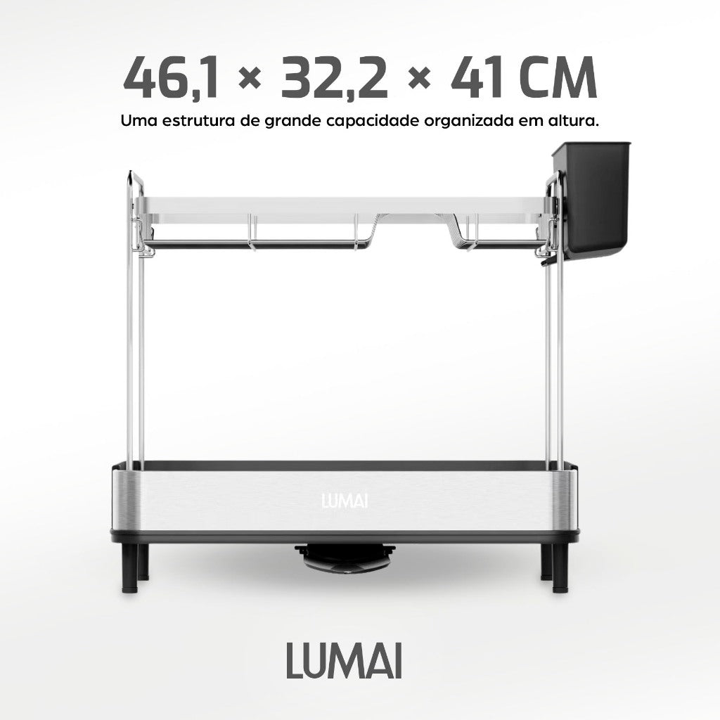 Escorredor de Louças Inox 2 Andares Viena Preto