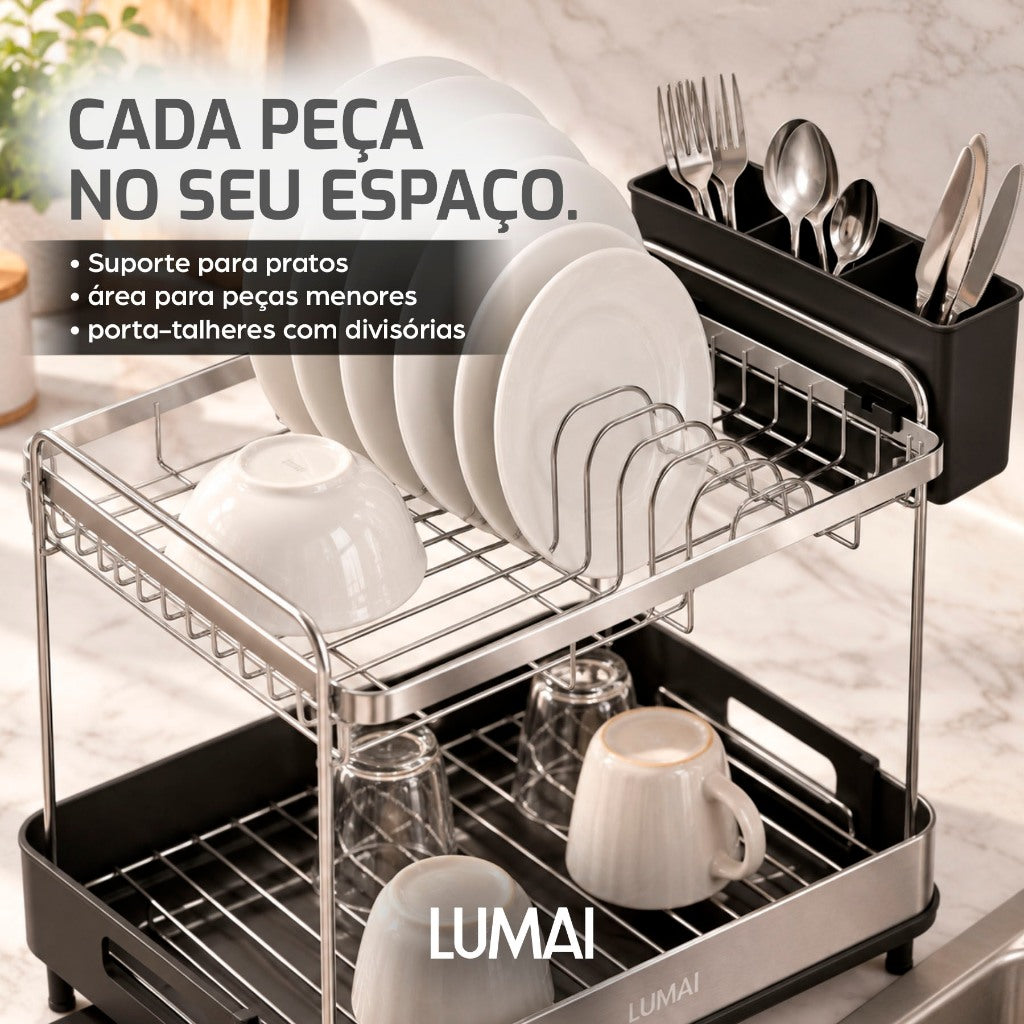 Escorredor de Louças Inox 2 Andares Viena Preto