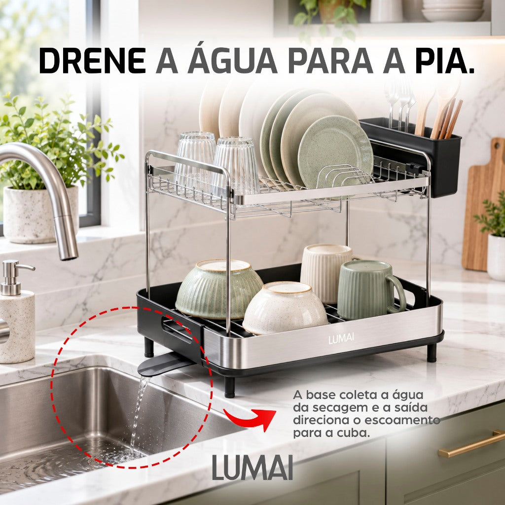 Escorredor de Louças Inox 2 Andares Viena Preto