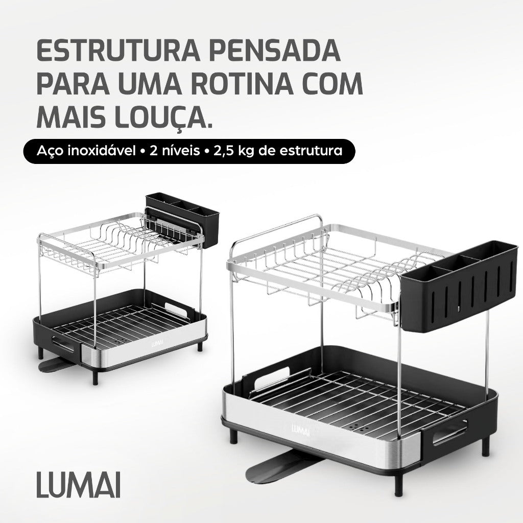 Escorredor de Louças Inox 2 Andares Viena Preto