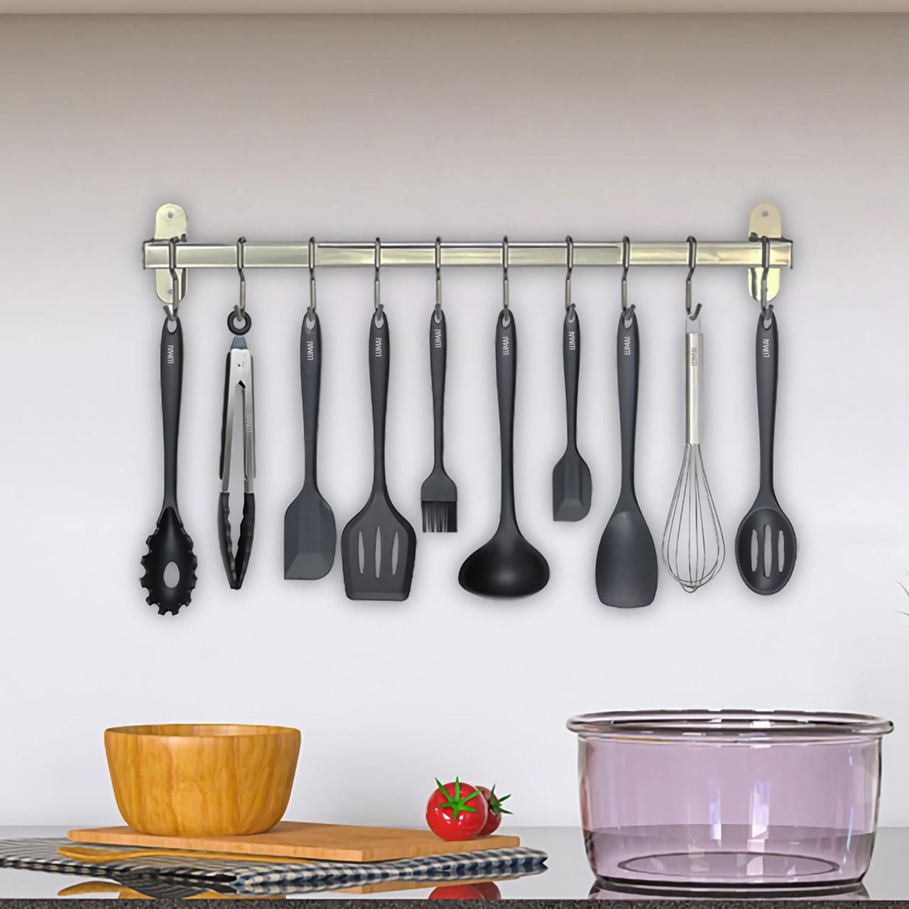 Kit 10 Utensilios de Silicone Miami Preto