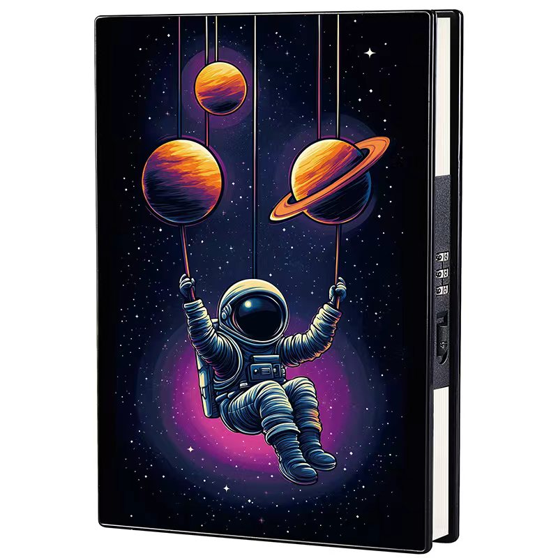 Caderno com Cadeado Lateral Astronauta Viajante