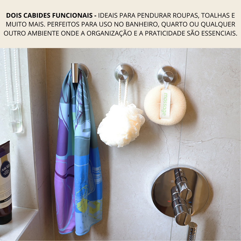 Ganchos do kit Algarve com toalha, bucha e lenço