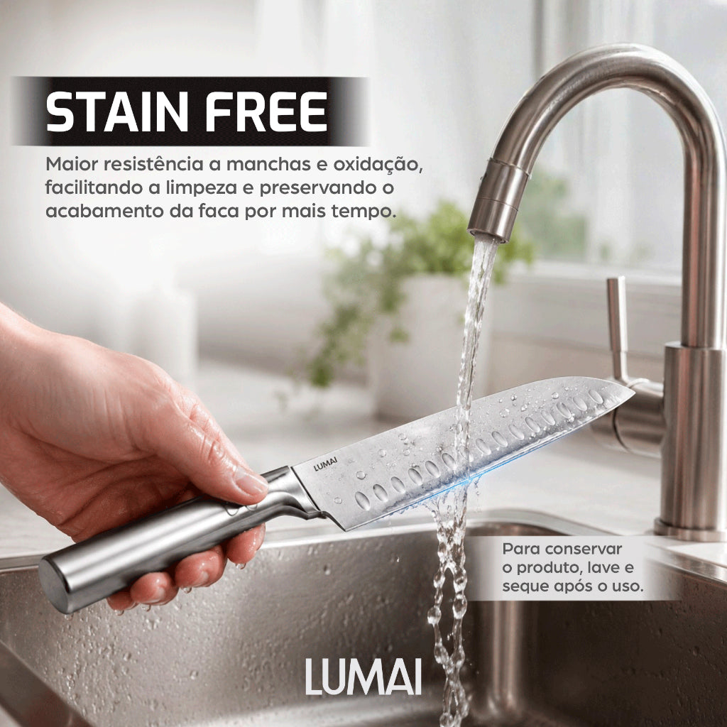 Conjunto de Facas Zurique 5 Peças em Aço Inox Lâmina Inteiriça