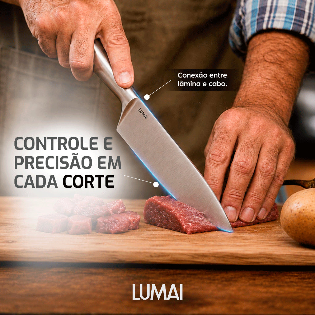 Conjunto de Facas Zurique 5 Peças em Aço Inox Lâmina Inteiriça