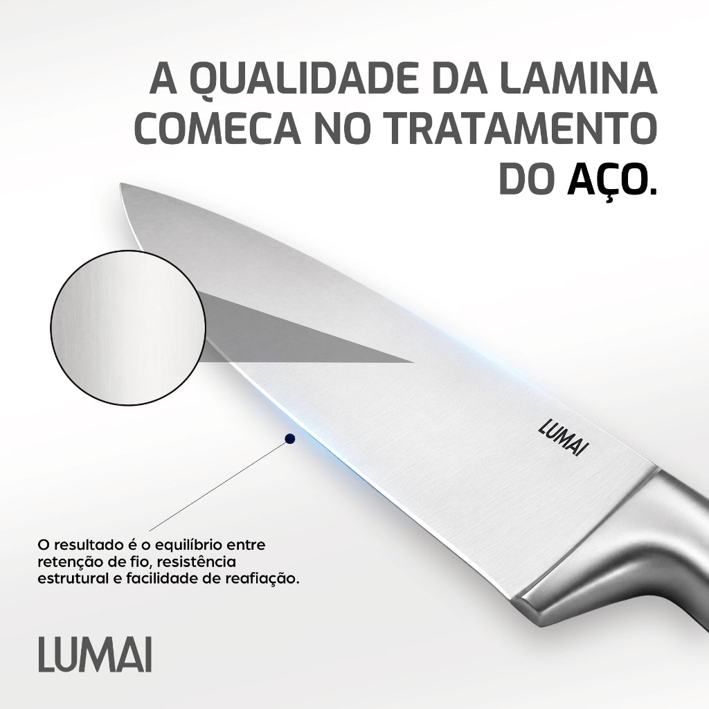 Conjunto de Facas Zurique 5 Peças em Aço Inox Lâmina Inteiriça