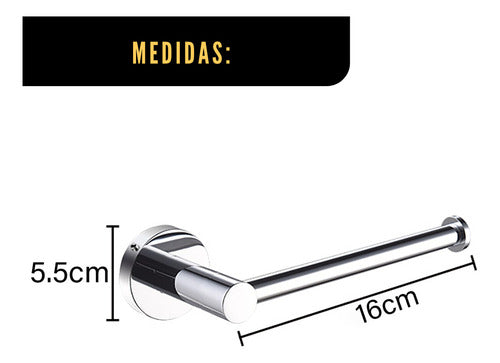Kit Toalheiro Inox, Porta Papel Higiênico E Toalha De Rosto Prateado