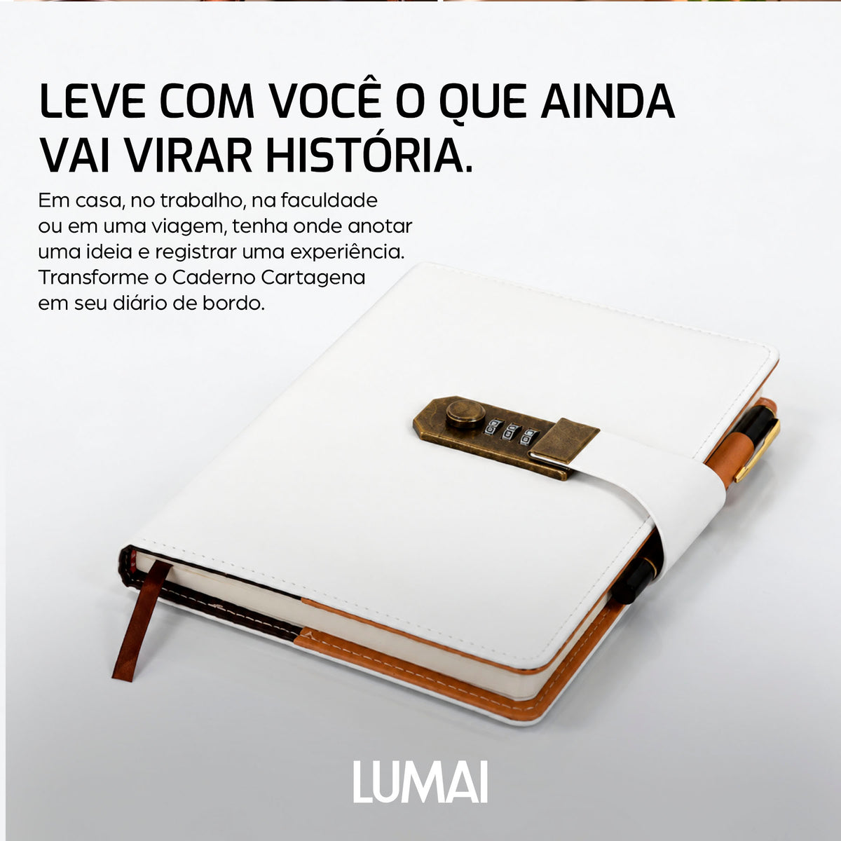 Caderno com Cadeado Cartagena Branco - foto 04