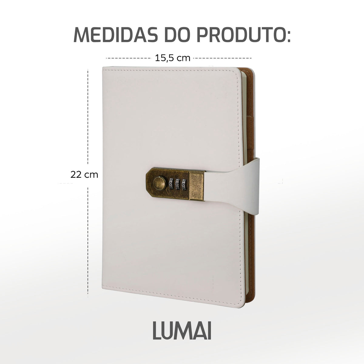 Caderno com Cadeado Cartagena Branco - foto 07