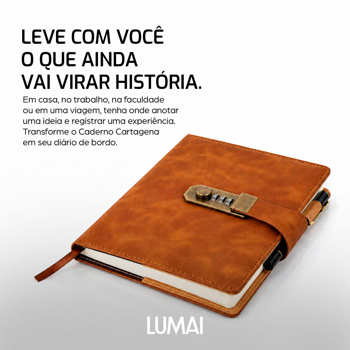 Caderno com Cadeado Cartagena Marrom - foto 04