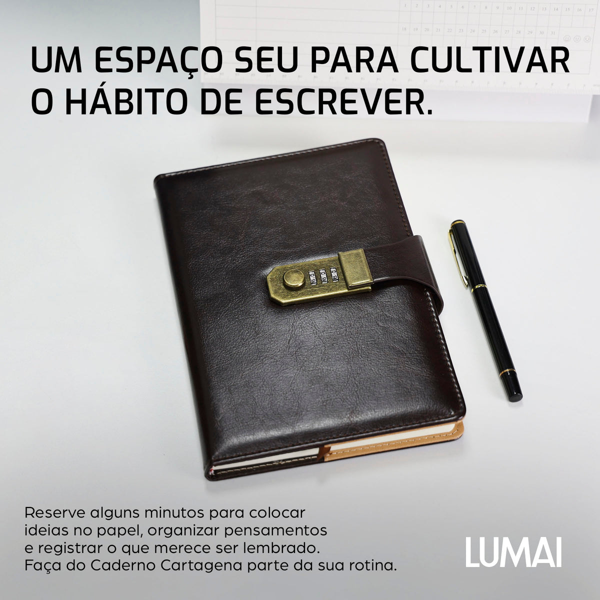 Caderno com Cadeado Cartagena Marrom Escuro - foto 01