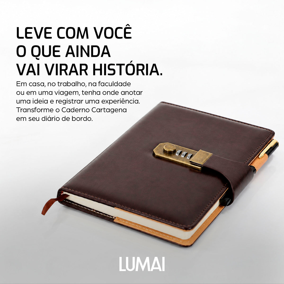 Caderno com Cadeado Cartagena Marrom Escuro - foto 04