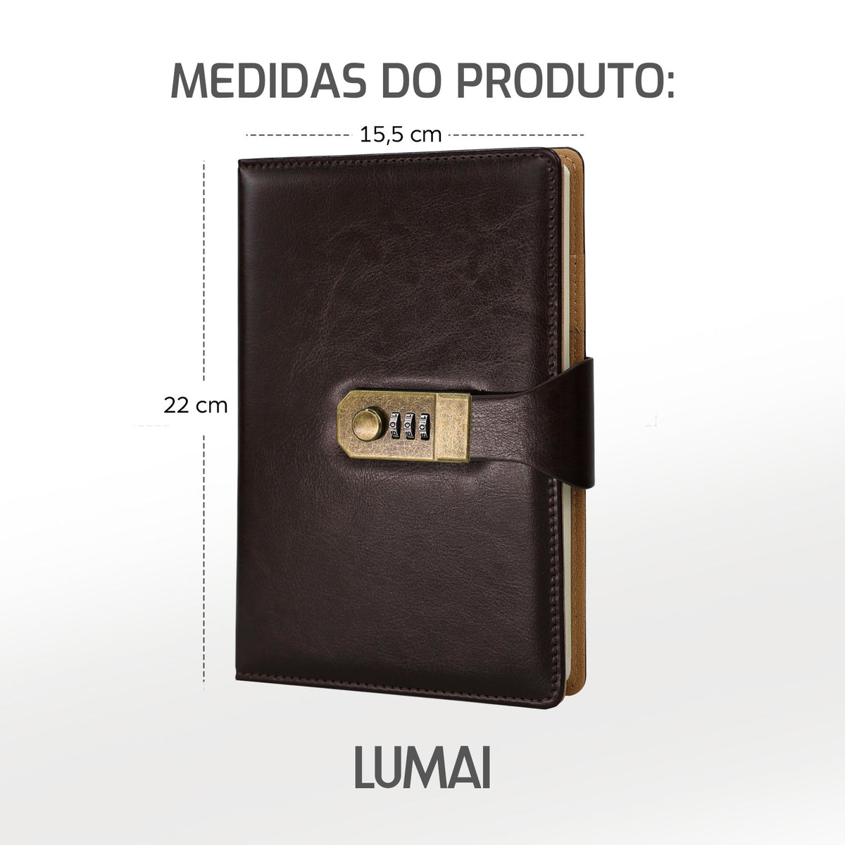 Caderno com Cadeado Cartagena Marrom Escuro - foto 07