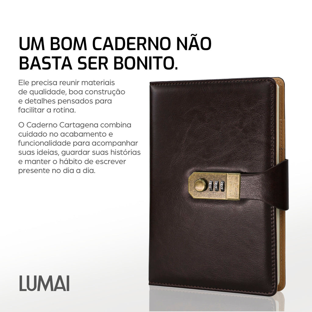 Caderno com Cadeado Cartagena Marrom Escuro - foto 08
