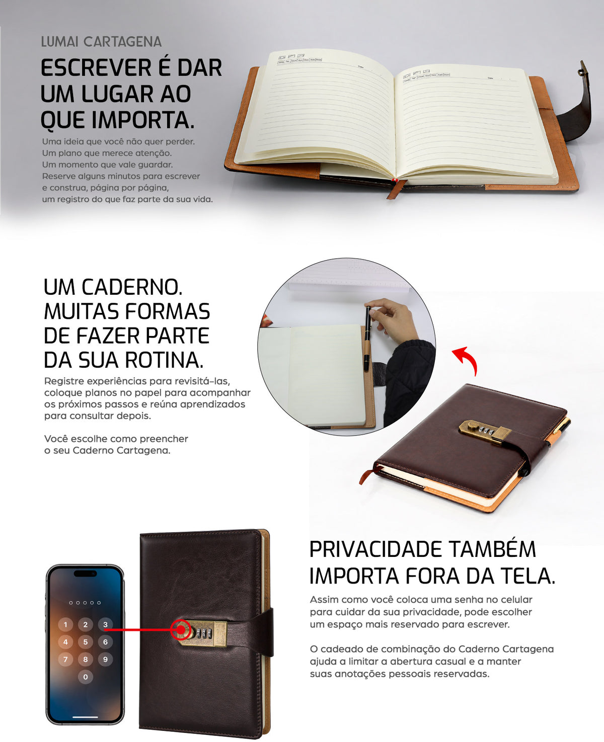 Caderno Cartagena Marrom Escuro - descrição 1