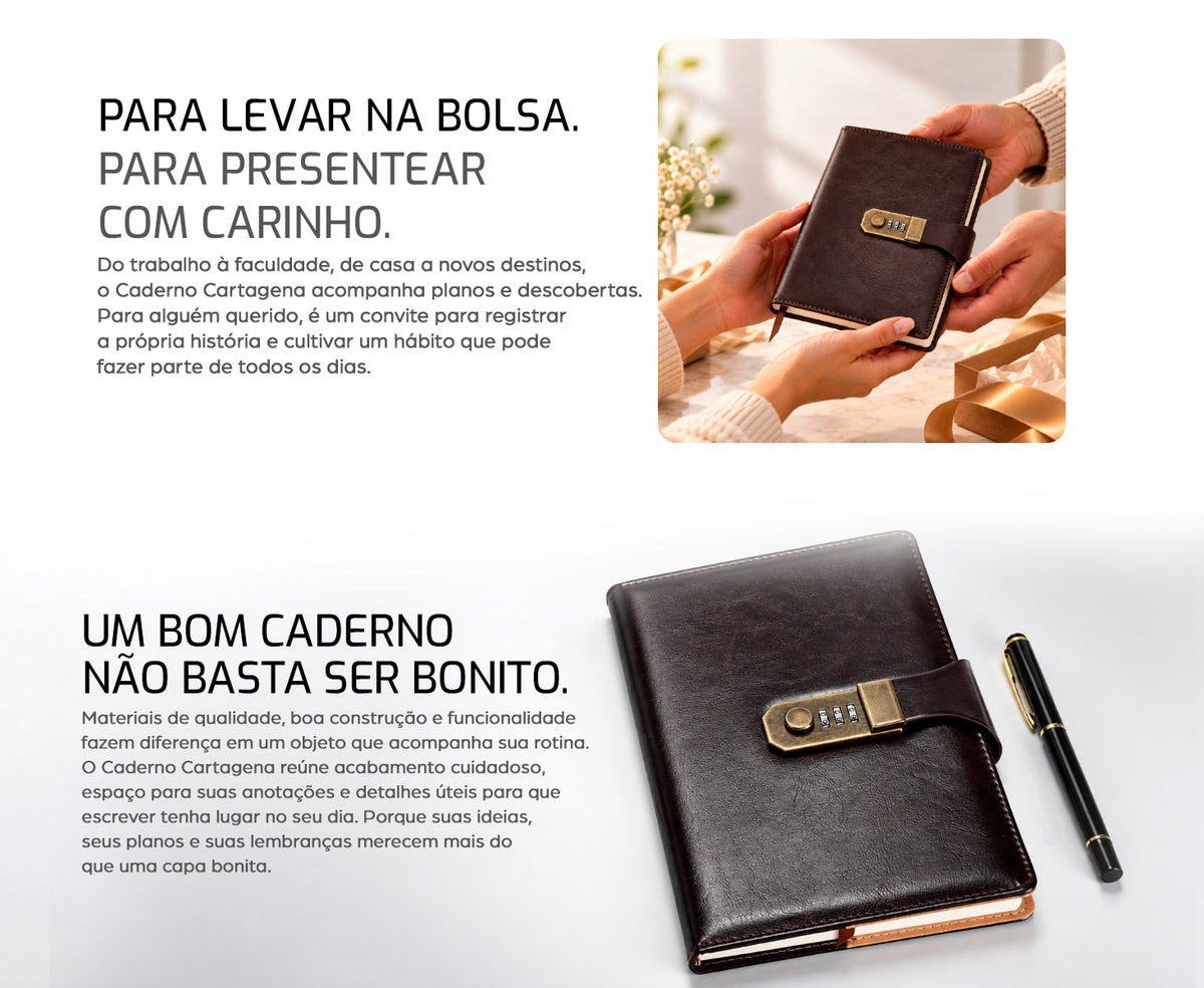 Caderno Cartagena Marrom Escuro - descrição 3