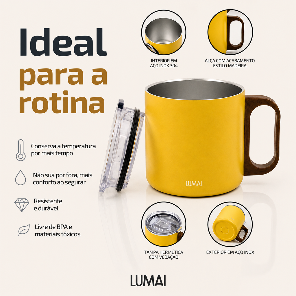 caneca térmica com tampa hermética com vedação